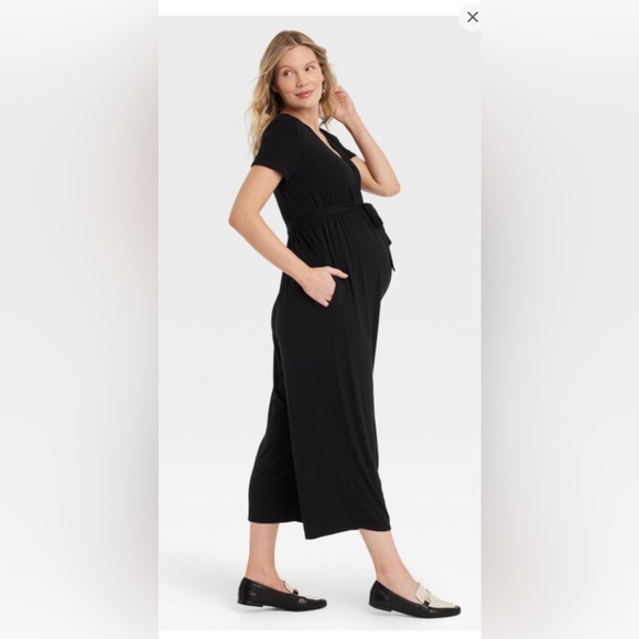 Isabel Maternity Breastfeeding jumpsuit with pockets - Emerald Green - Picture 2 of 5